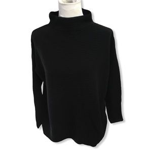 PHILOSOPHY Black Ribbed Long Sleeve Mock Turtleneck Oversized Boxy Sweater XS